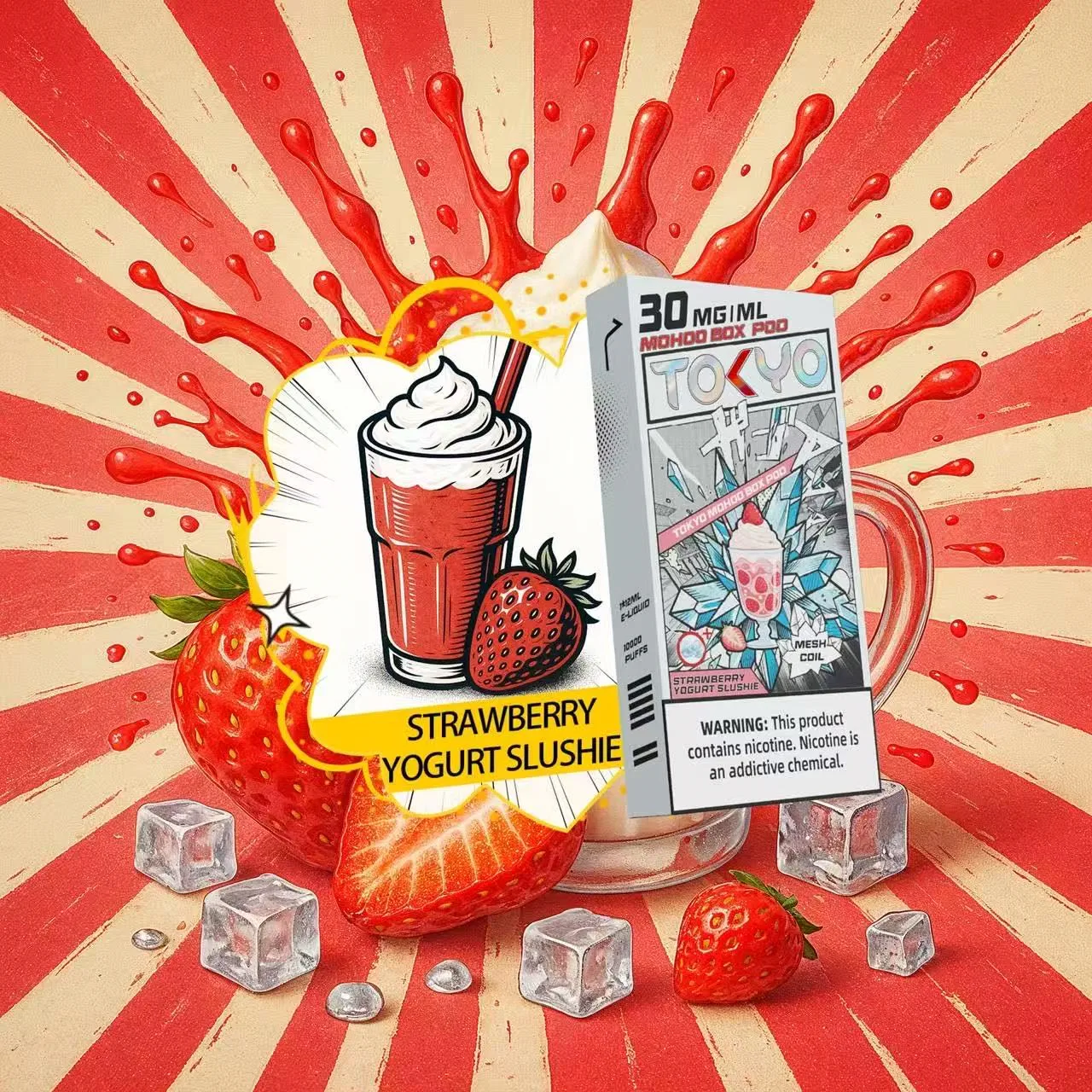 東京魔盒草莓冰沙煙彈|極冰清涼草莓電子煙推薦